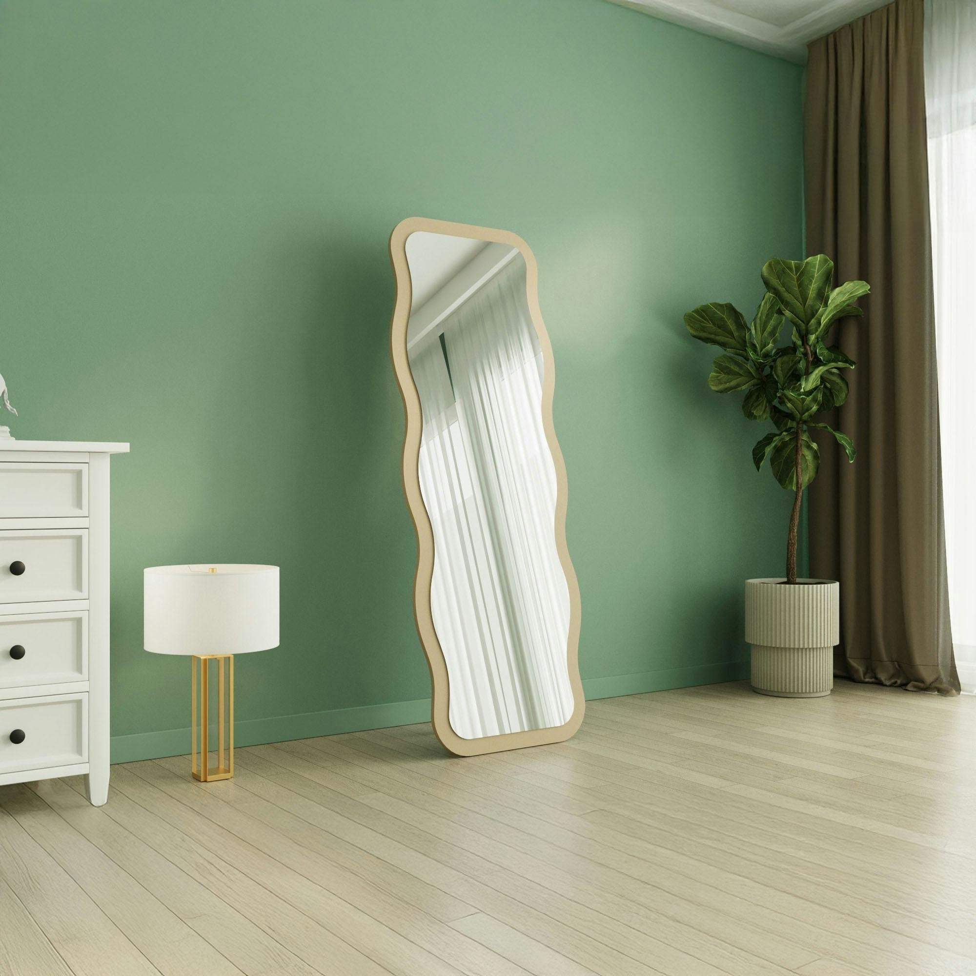 Miroir plein pied tendance beige, motif vague 160 cm CODY