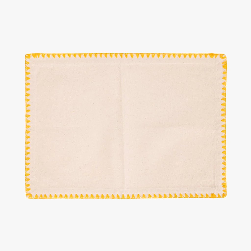 Individual de Algodão Bege com Bordado Amarelo PORTOBELLO