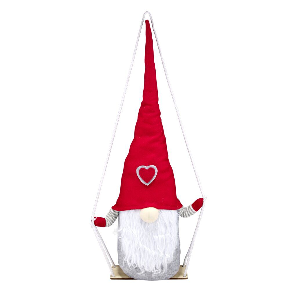 Gnome de No&euml;l sur balançoire H48cm