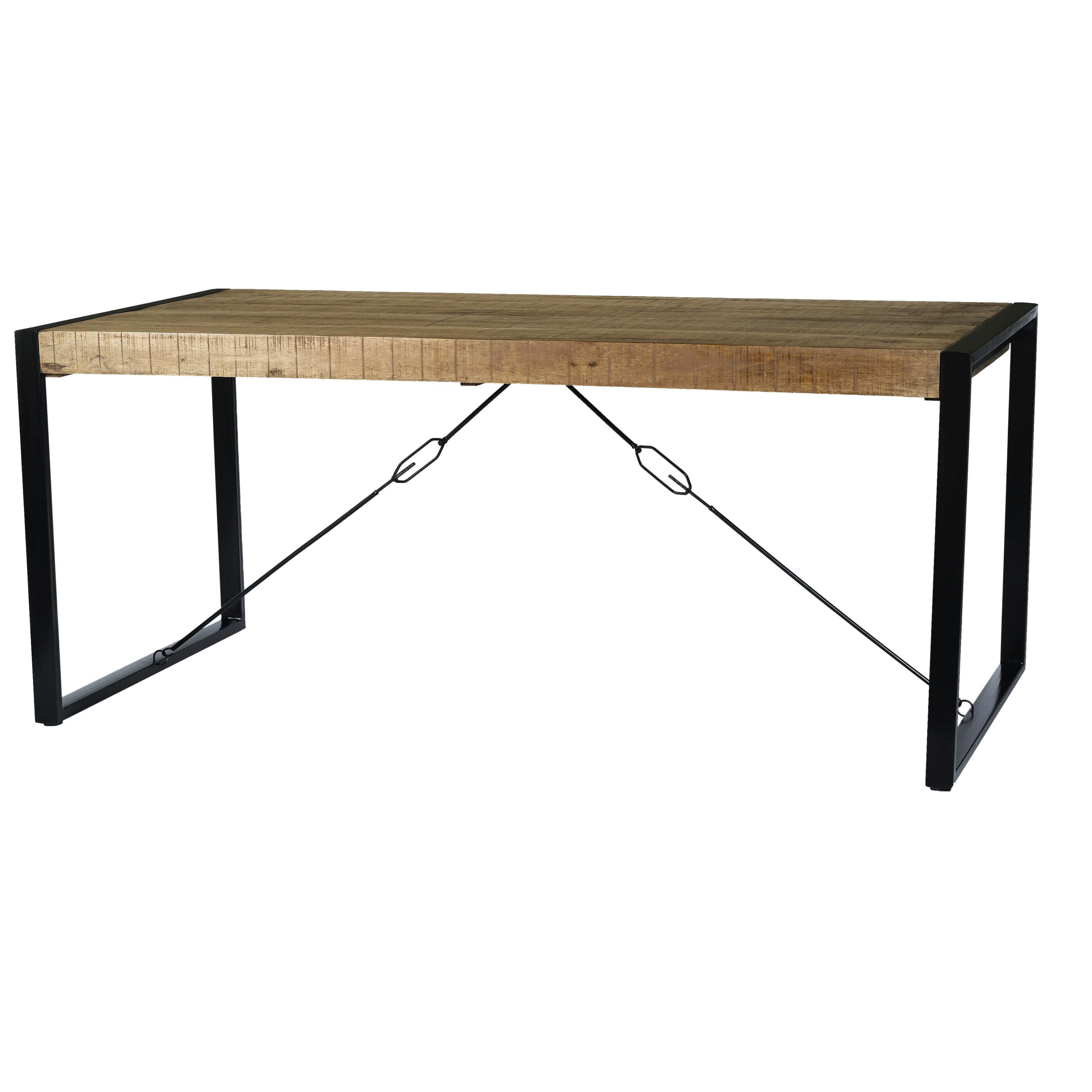 DACCA - DACCA-Table à manger 6 personnes L140, bois de Manguier massif, métal