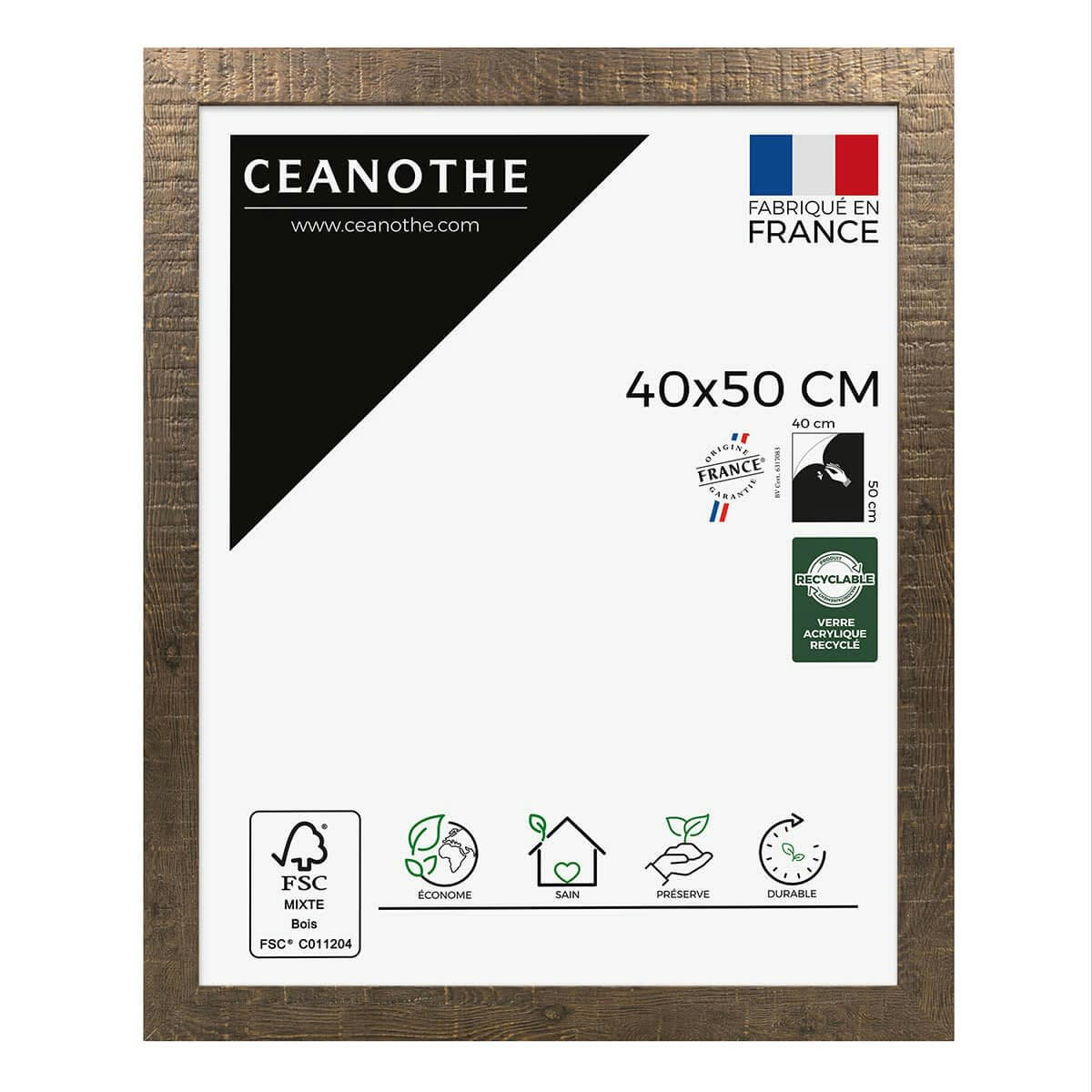 FAUVE - Cadre photo effet bois 40x50 cm résine recyclée