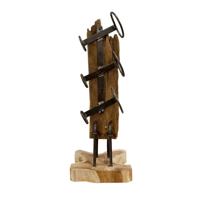 Vtw Living - Teakhouten Wijnrek voor 3 flessen - 66 x 25 x 28 cm