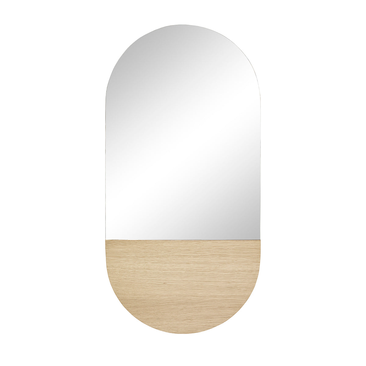 Hübsch wandspiegel Crescent - mdf/spiegelglas/eikenfineer - 50xh100cm