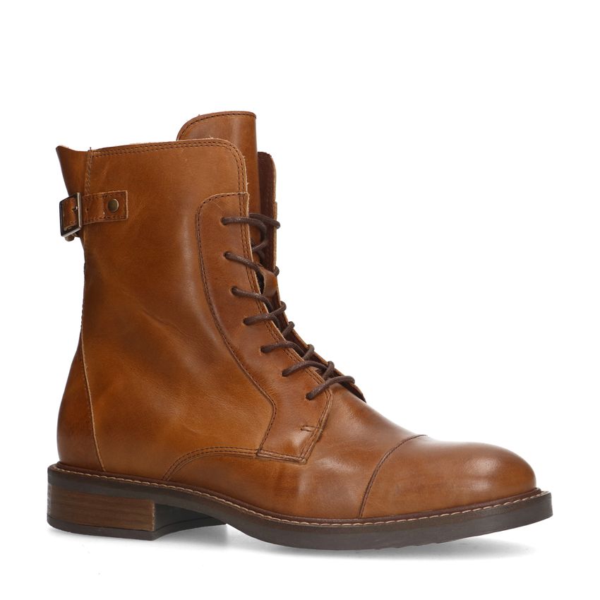 Manfield Cognac leren veterboots