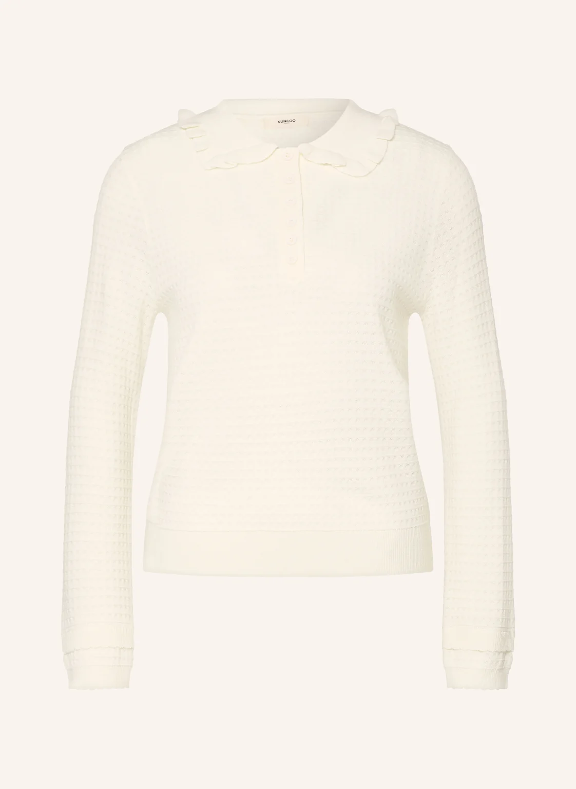 SUNCOO Strick-Poloshirt PERIDI mit Rüschen