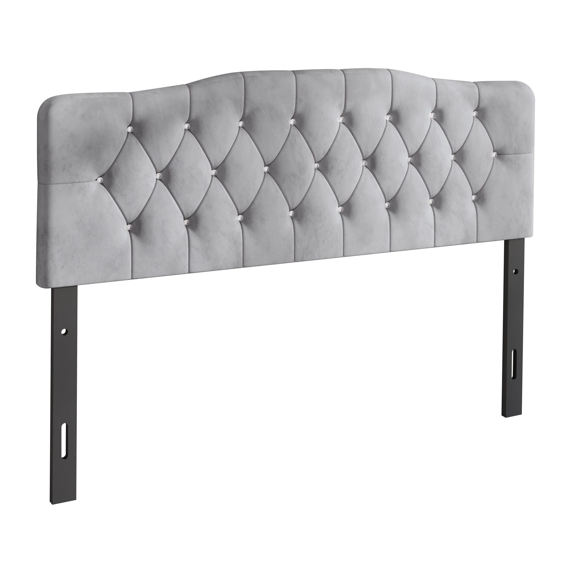 CraftPorch Velvet Button Tufted Curved Adjustable Headboard