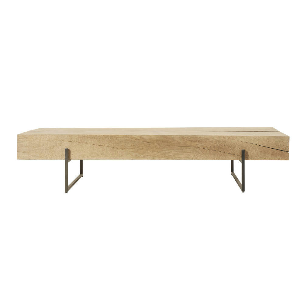 Magnus - Table basse en chêne massif et métal noir