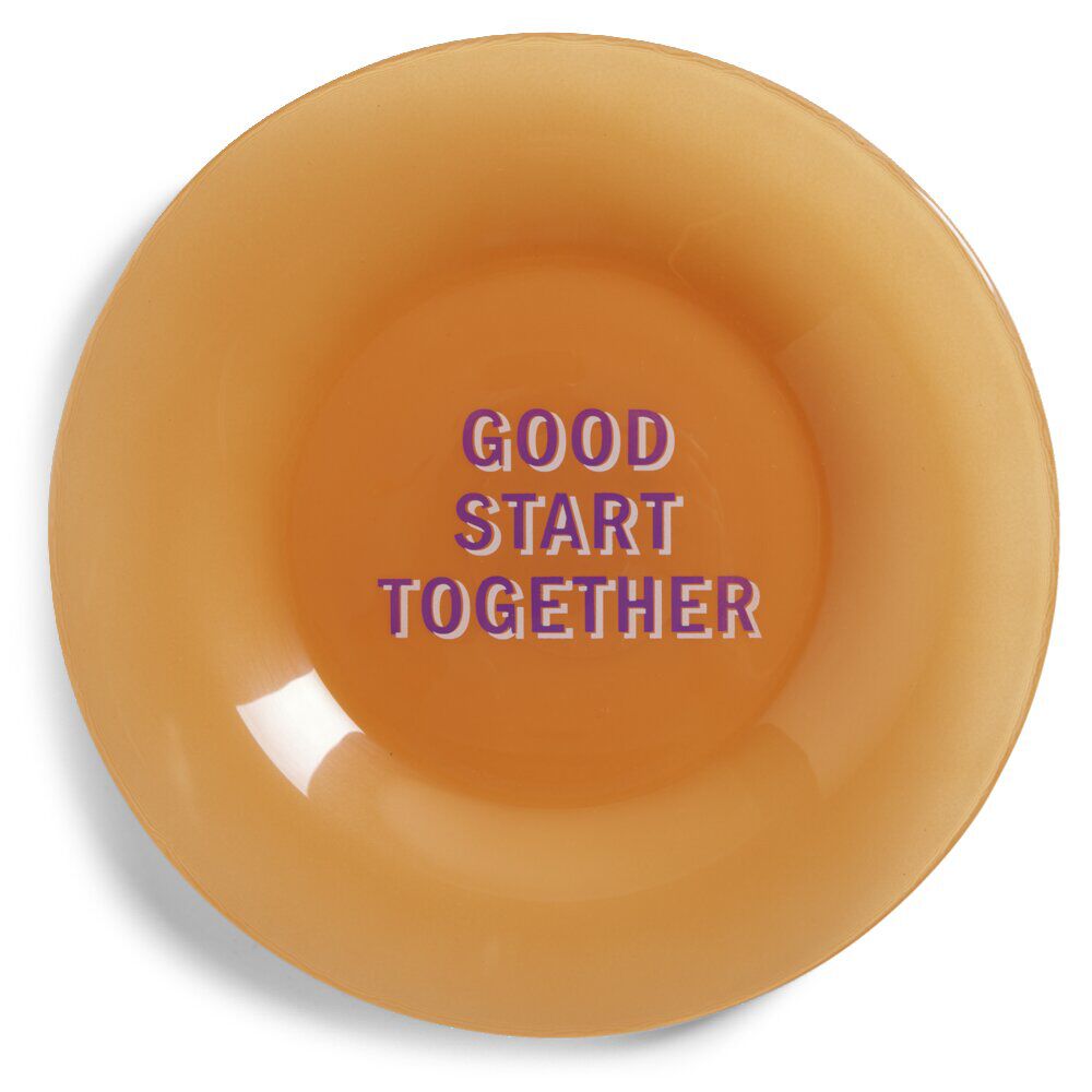 Assiette plate verre coloré avec message Ø20cm (3 modèles)