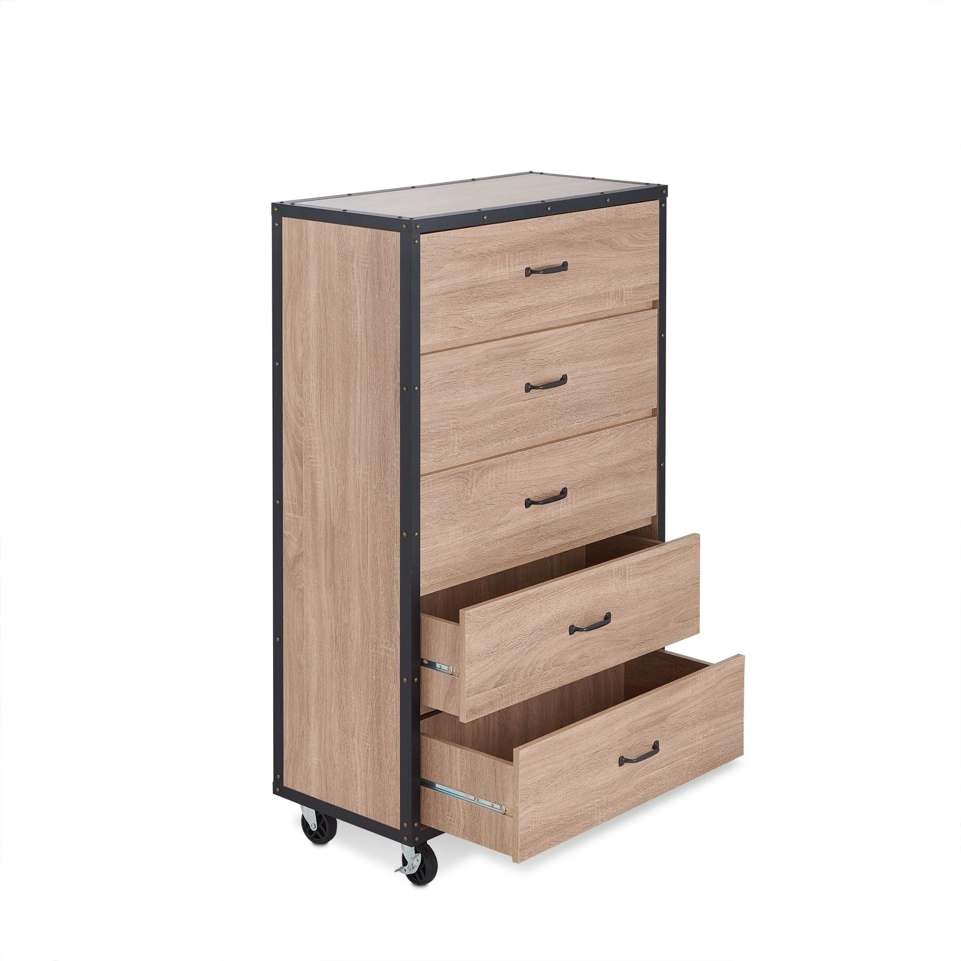 5-Drawer Vertical Chest, Storage Cabinets with Wheels Mobile Organizer Drawers for Office, Bedroom