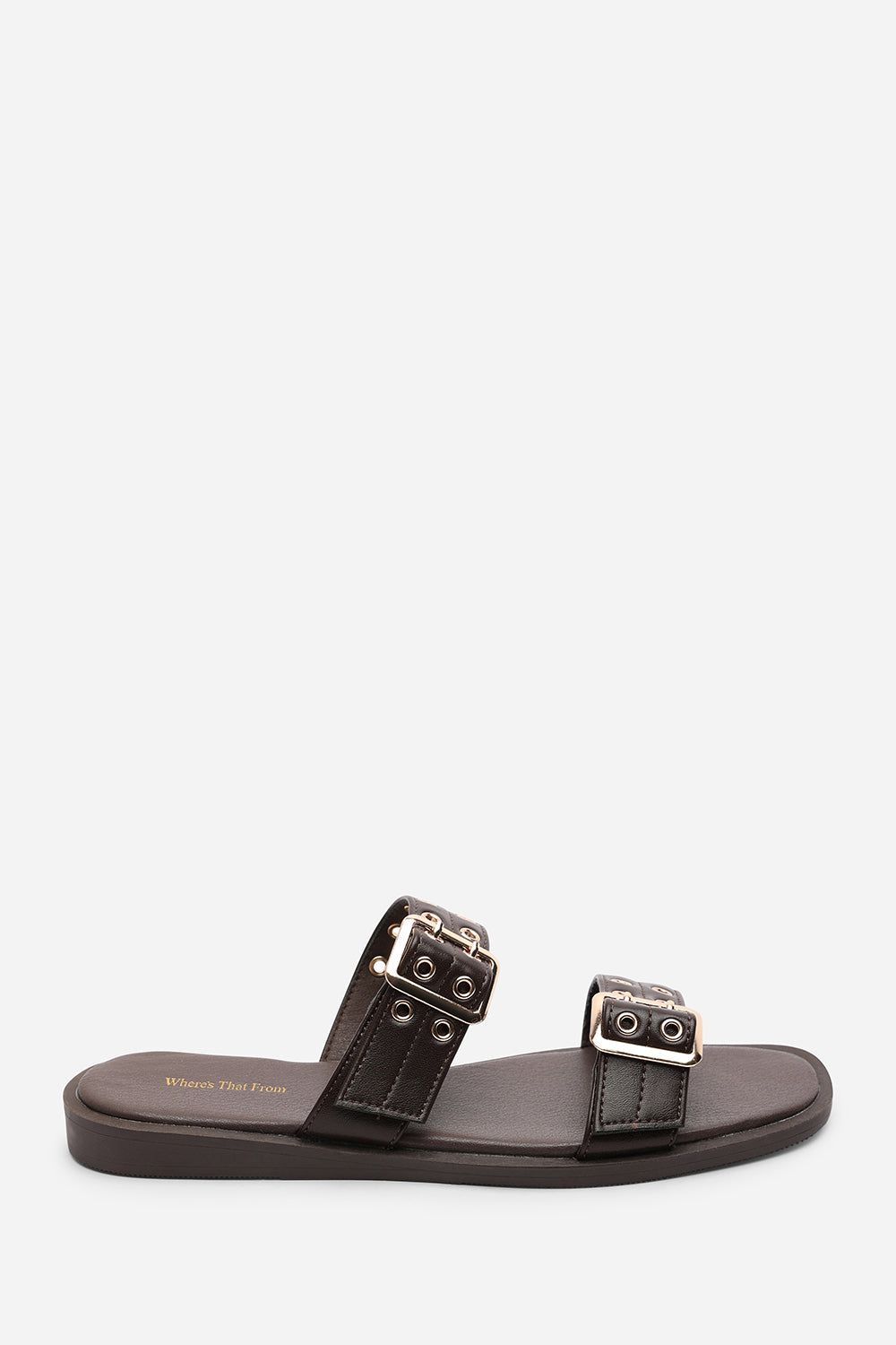 Where's That From Orchard Slide On Double Buckle Studded Sandal