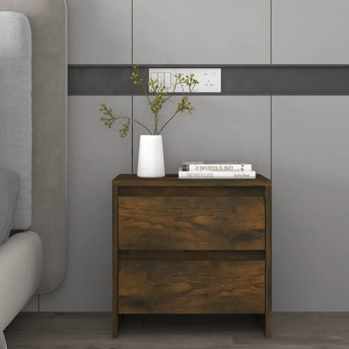 NNEVL Bedside Cabinets 2 pcs Smoked Oak 45x34.5x44.5 cm Chipboard