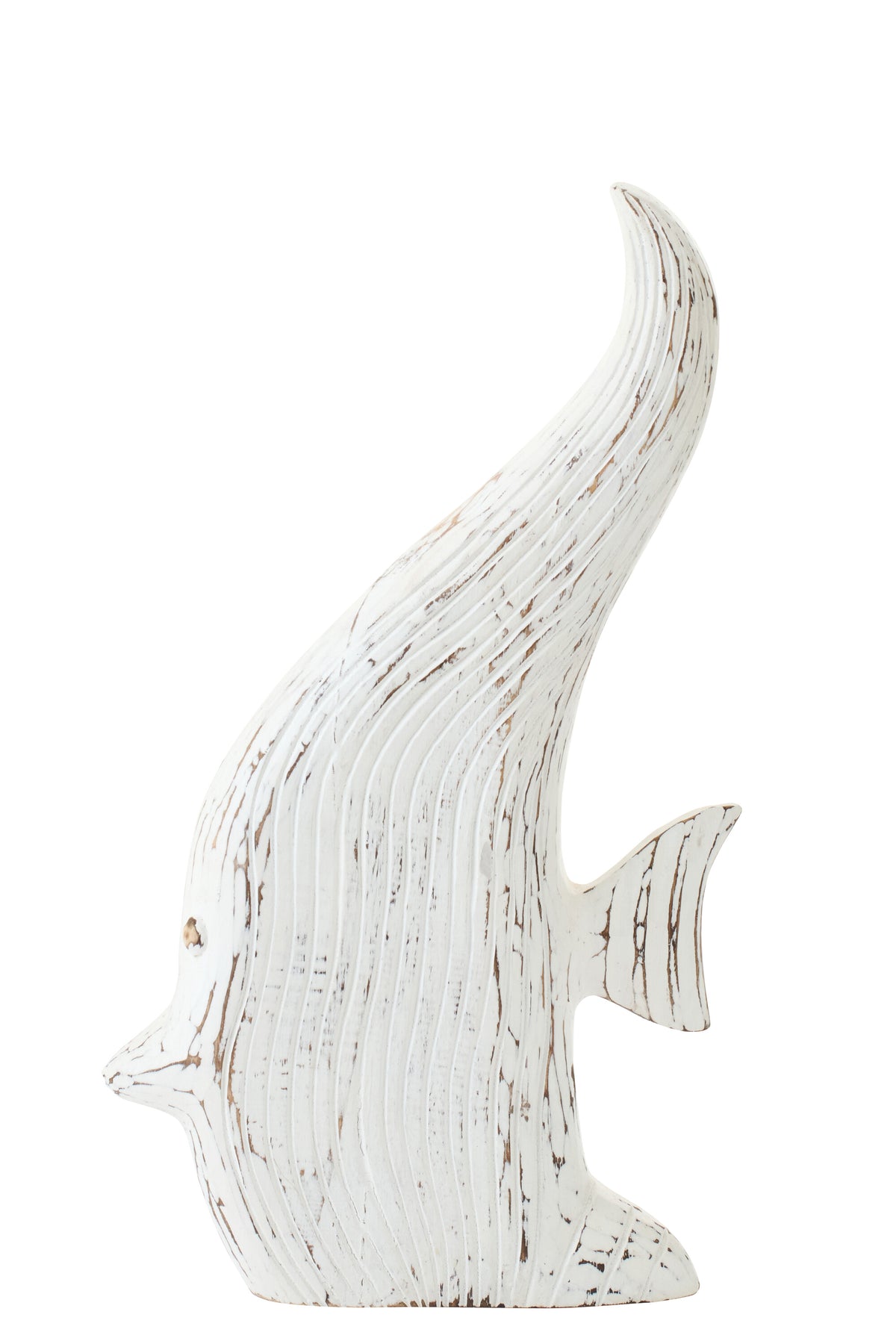 J-Line decoratie Vis Antiek - hout - gebroken wit - large