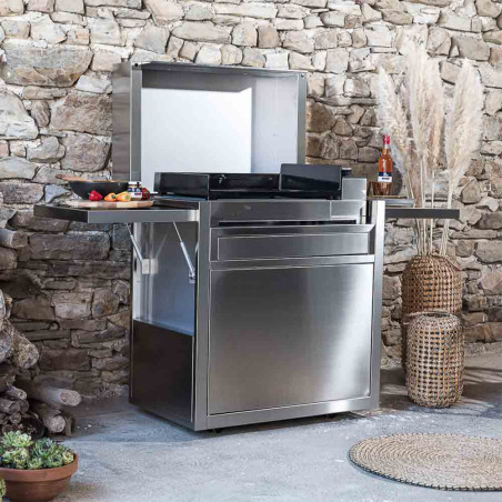 Pack plancha électrique Premium 60 inox marin   chariot   couvercle - Forge Adour