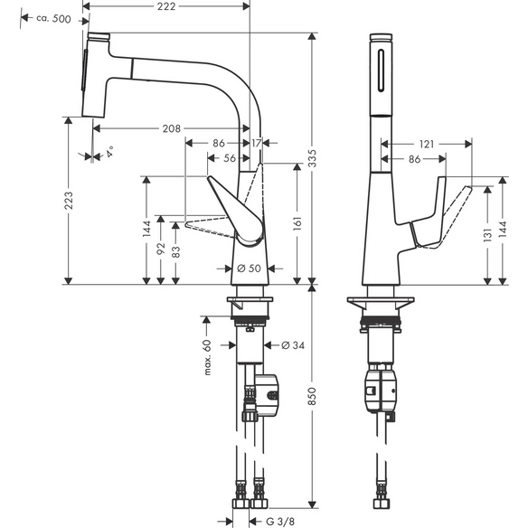 Armatur, »Talis Select M51«, Laminarstrahl, chrom, Ausladung 208 mm