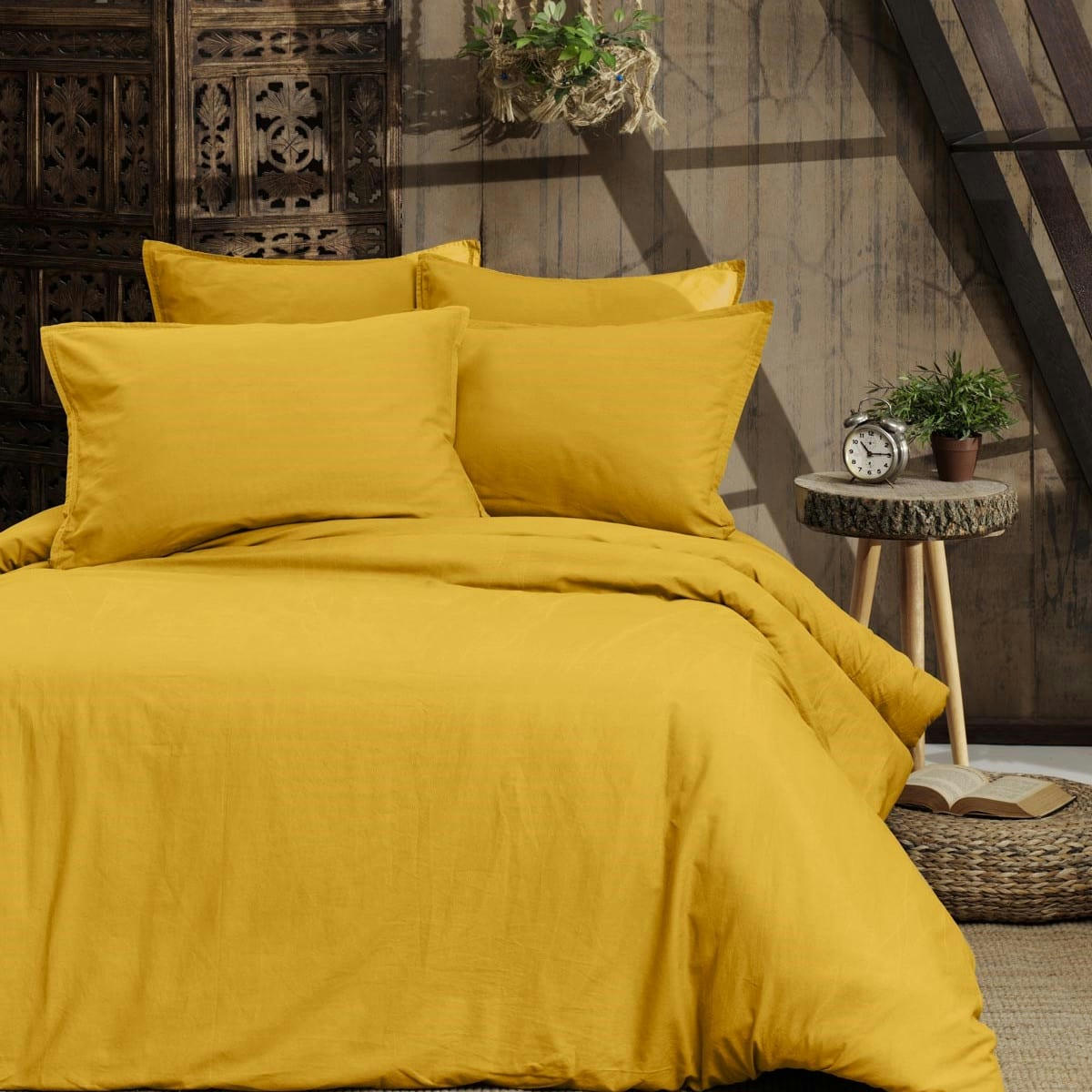 ORGANIKA - Housse de couette en coton lavé biologique  miel 240x220 cm