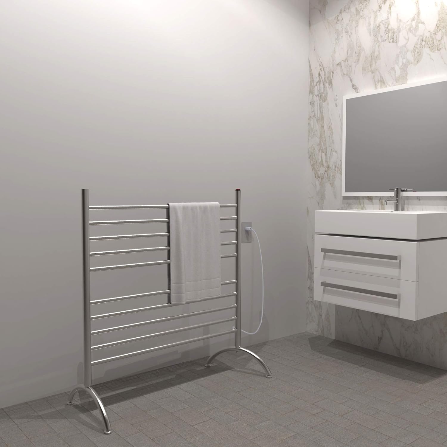 Amba Solo 33 Freestanding 10 Bar Towel Warmer in Brushed