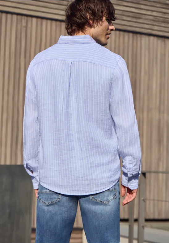 Langarm Hemd aus Leinen mit Streifen