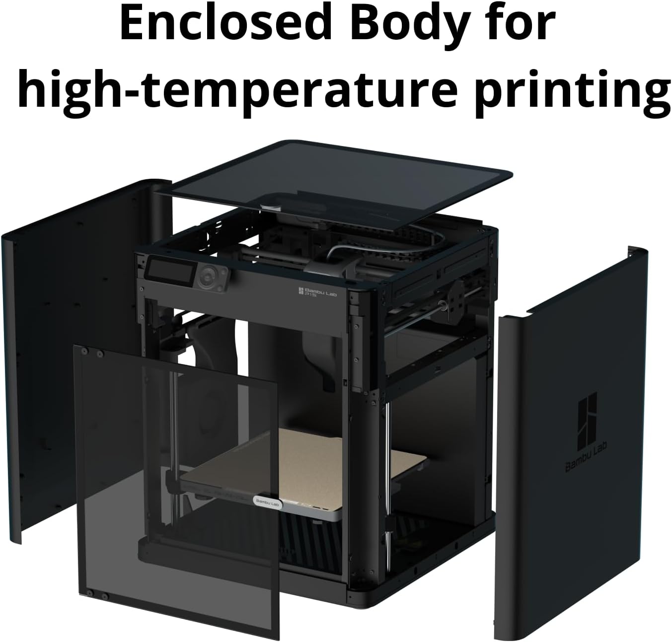 Bambu Lab P1S 3D Printer, Fully Enclosed, Support Up to 16 Colors/Multi Materials, 500mm/s Fast Printing & High Precision, CoreXY & Auto Bed Leveling, Ready-to-Use FDM 3D Printers Large Print Size