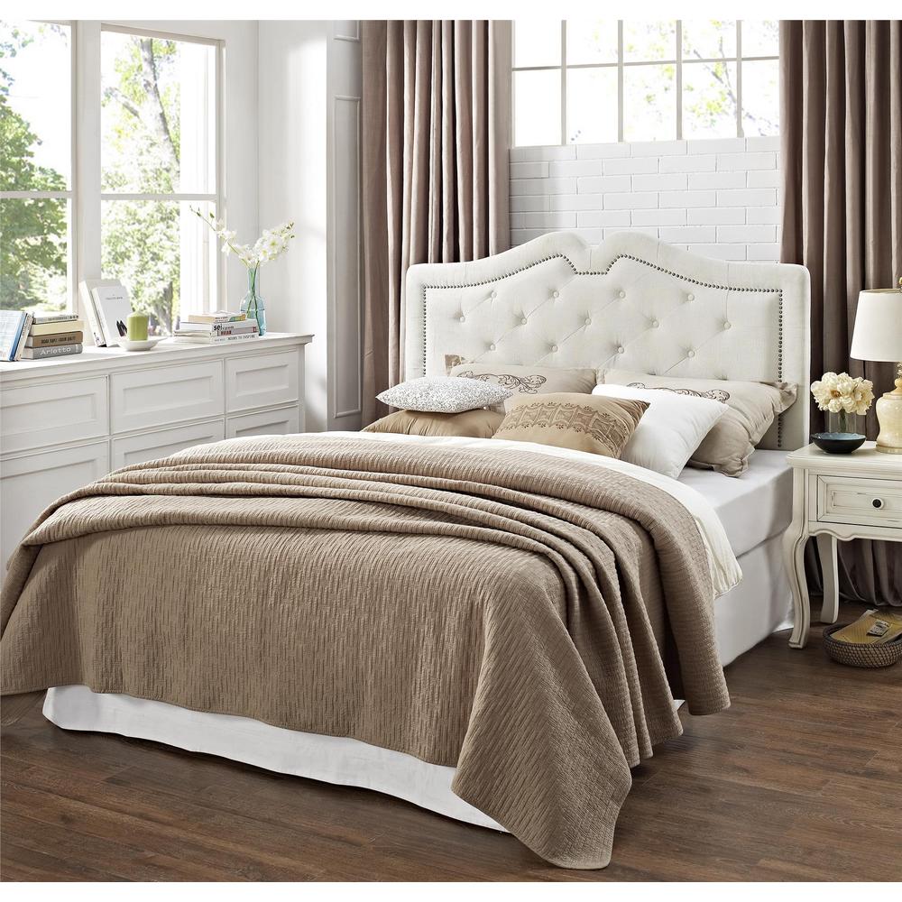 Avenue Greene Alison Ivory Button-Tufted Sweetheart Headboard