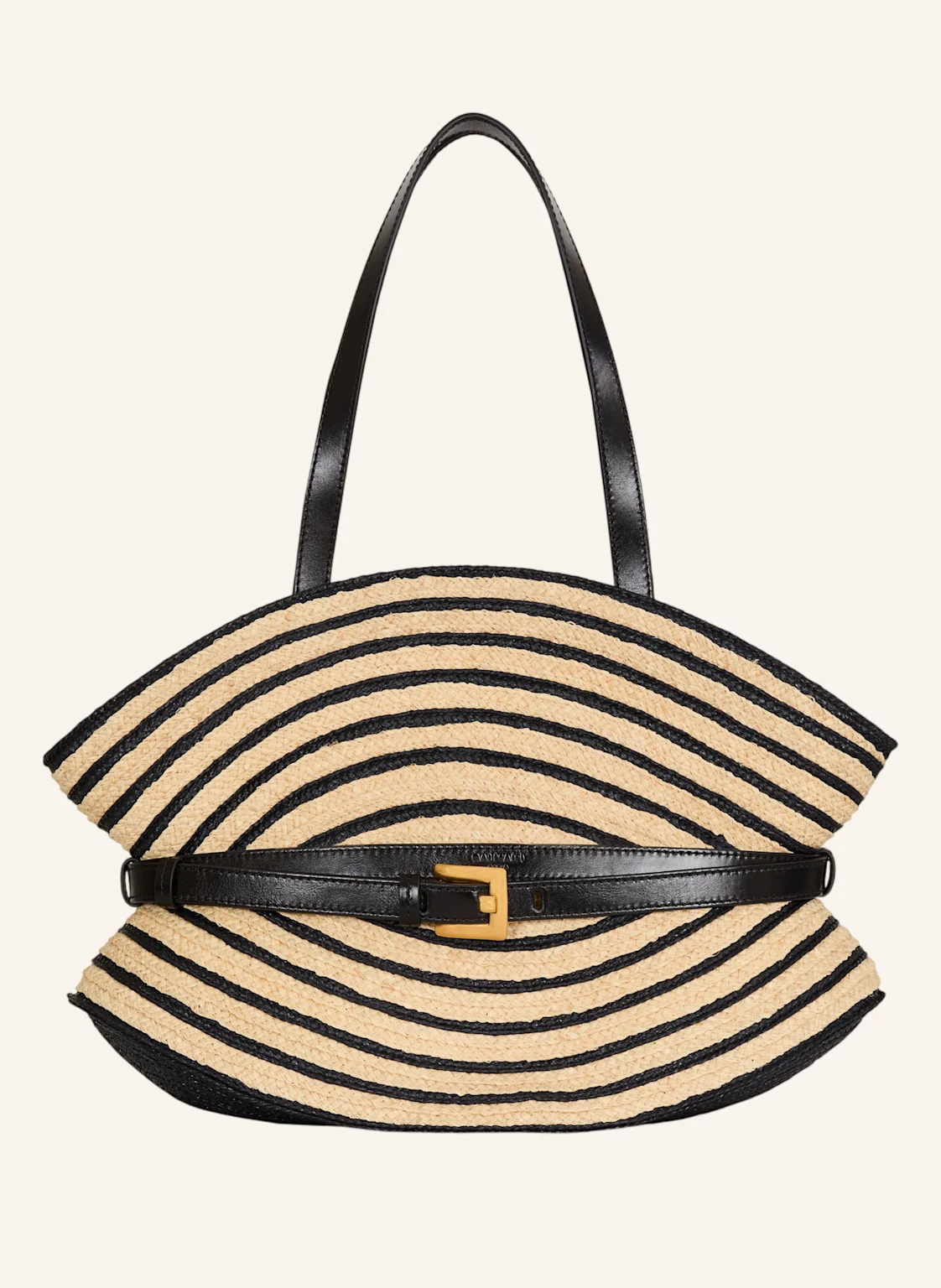 BALMAIN Mittelgroße Shuffle Tasche aus zweifarbigem Bast und Glattleder