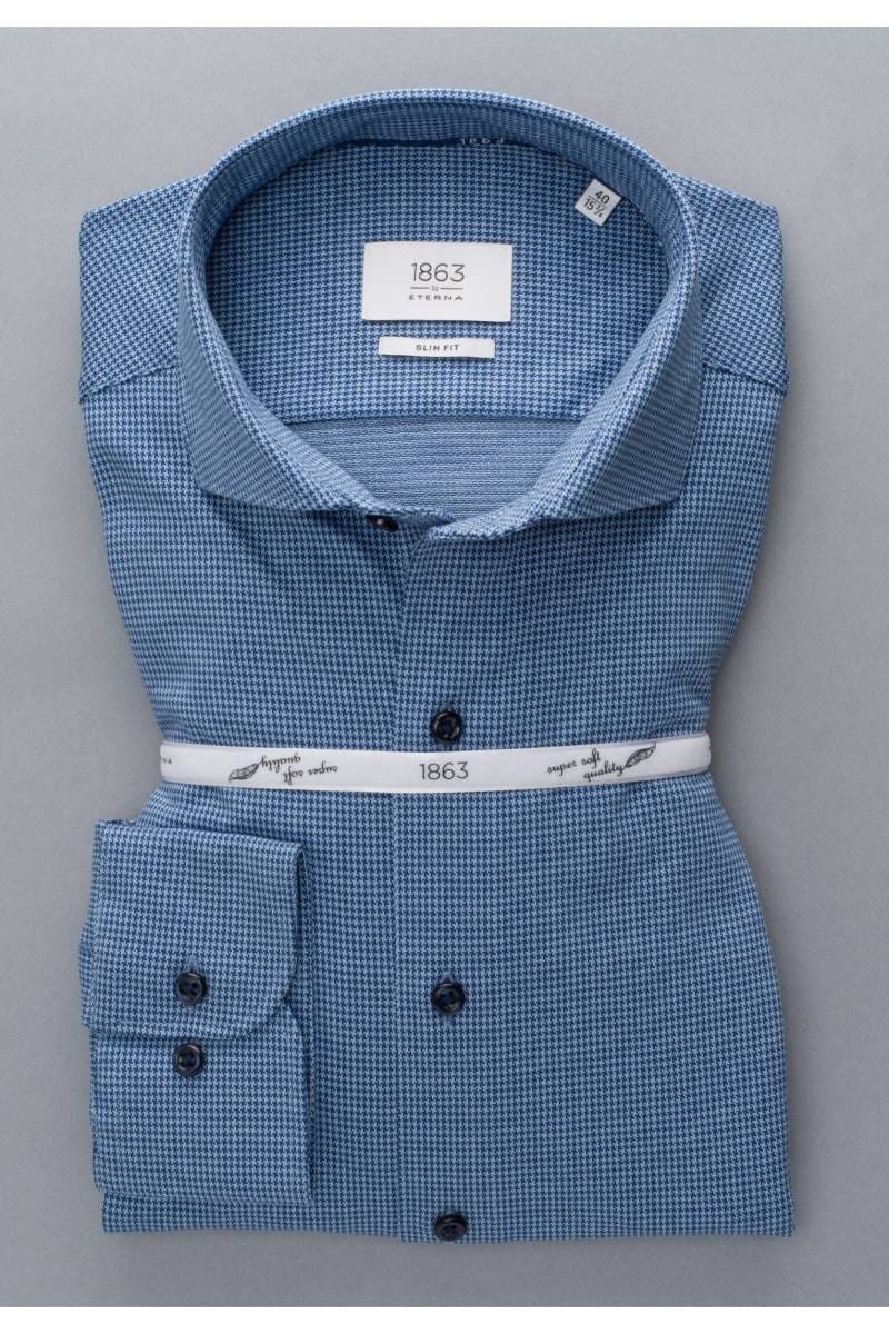 ETERNA 1863 Slim Fit Jerseyhemd blau, Strukturiert