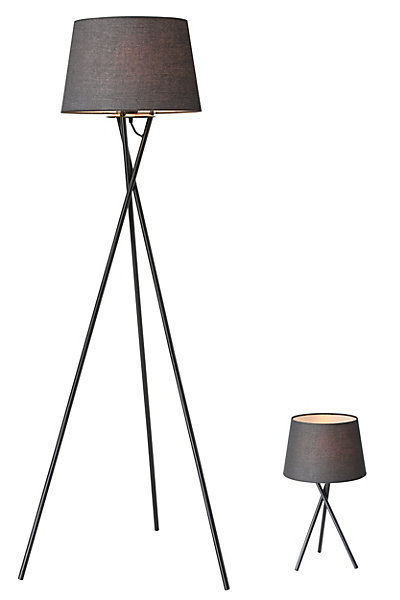 Ensemble lampe de table et lampadaire Gooban E27/E14 42W H.156cm noir GoodHome