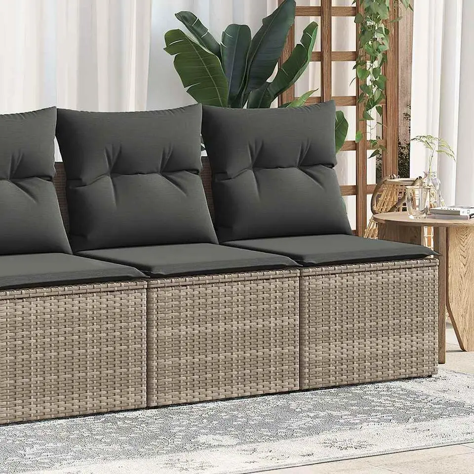 vidaXL Loungebank 2 zits met kussens poly rattan - Grijs - 110x62x69 cm