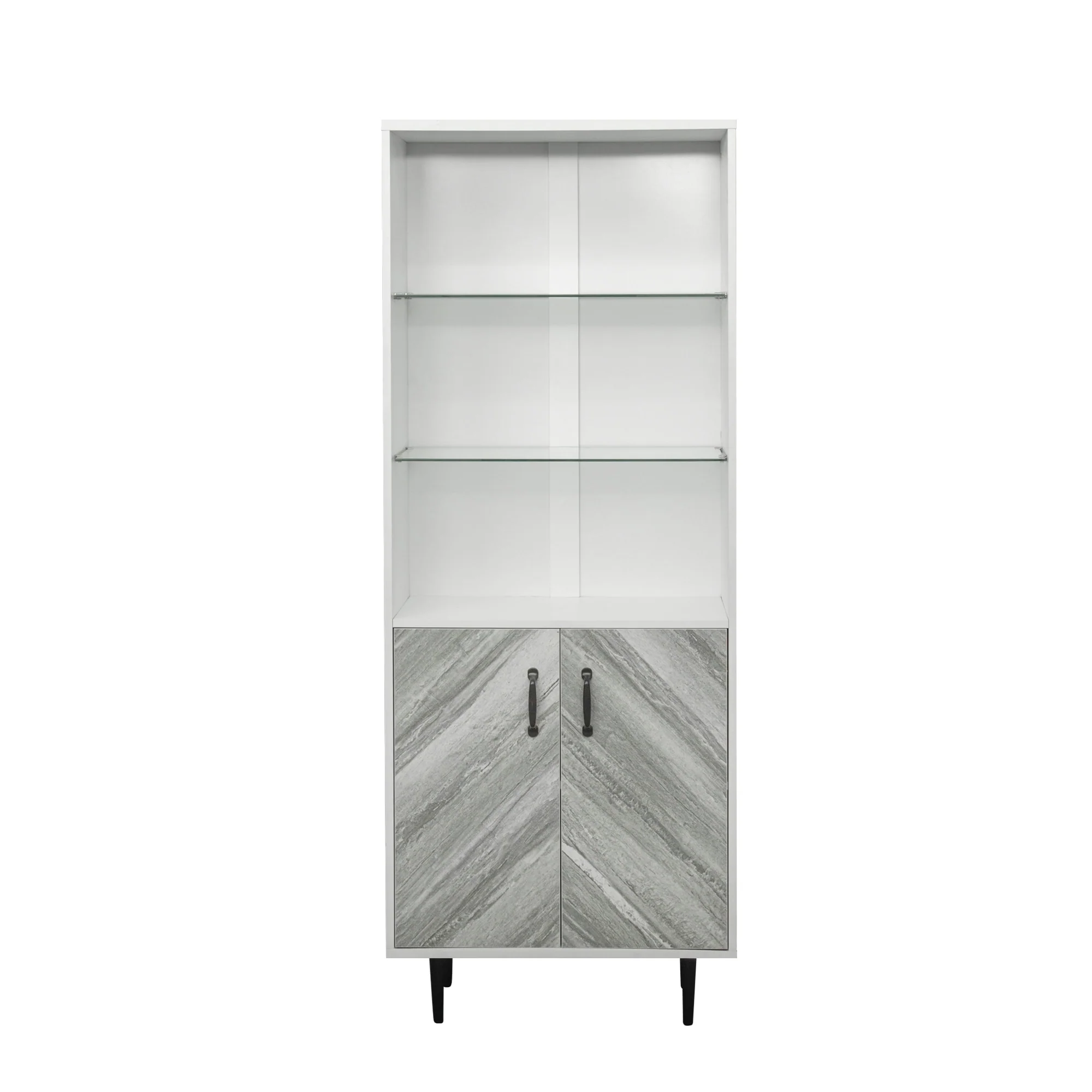 Cabinet with 2 Doors &3 open shelves Modern, Freestanding Sideboard Storage Cabinet Entryway Floor buffet storage
