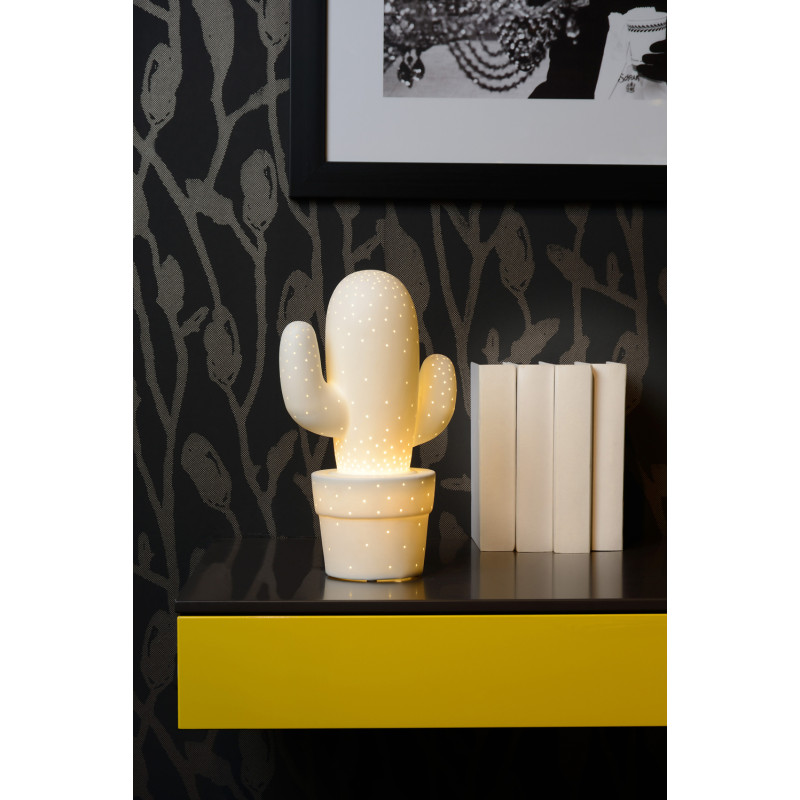 Lampe de table Cactus blanche E14 25 W LUCIDE