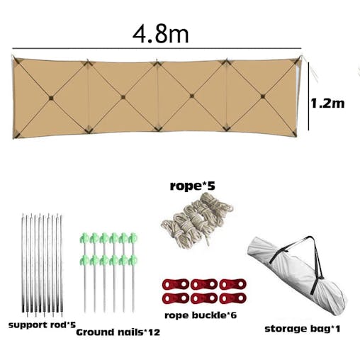 NNEOBA Camping Windscreen Tent Folding Windproof Shield (Khaki)