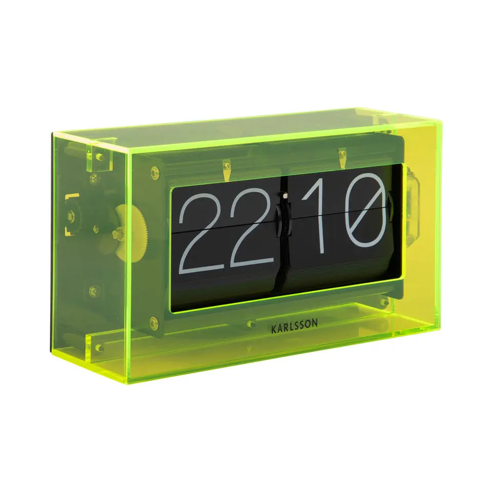 Karlsson - Tafelklok Boxed Flip - Neon geel