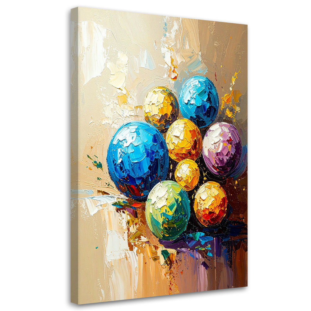 Feeby Obraz do salonu, Kolorowe Kule Plamy efekt farby olejnej 40x60