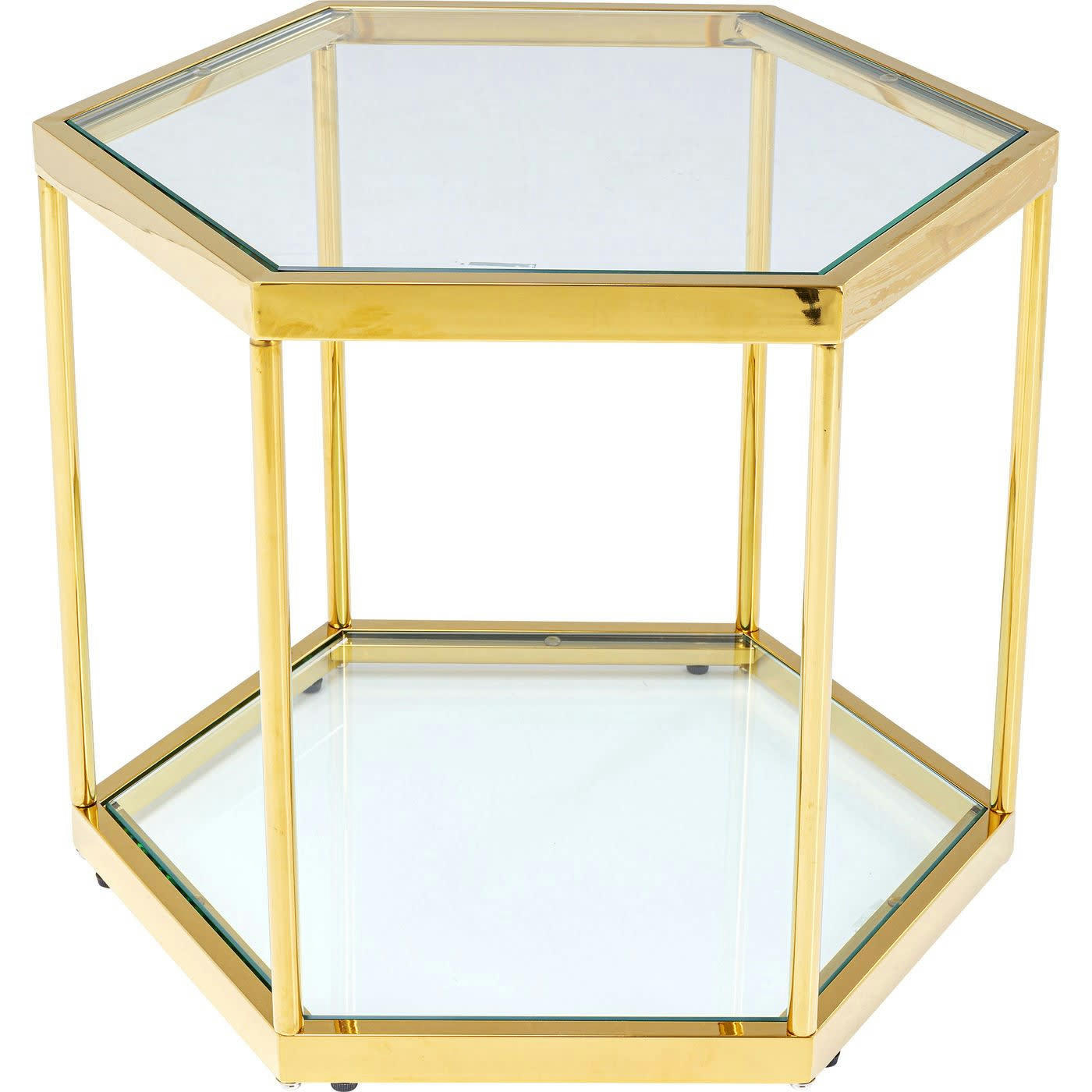 COMB - Table basse en verre et acier doré