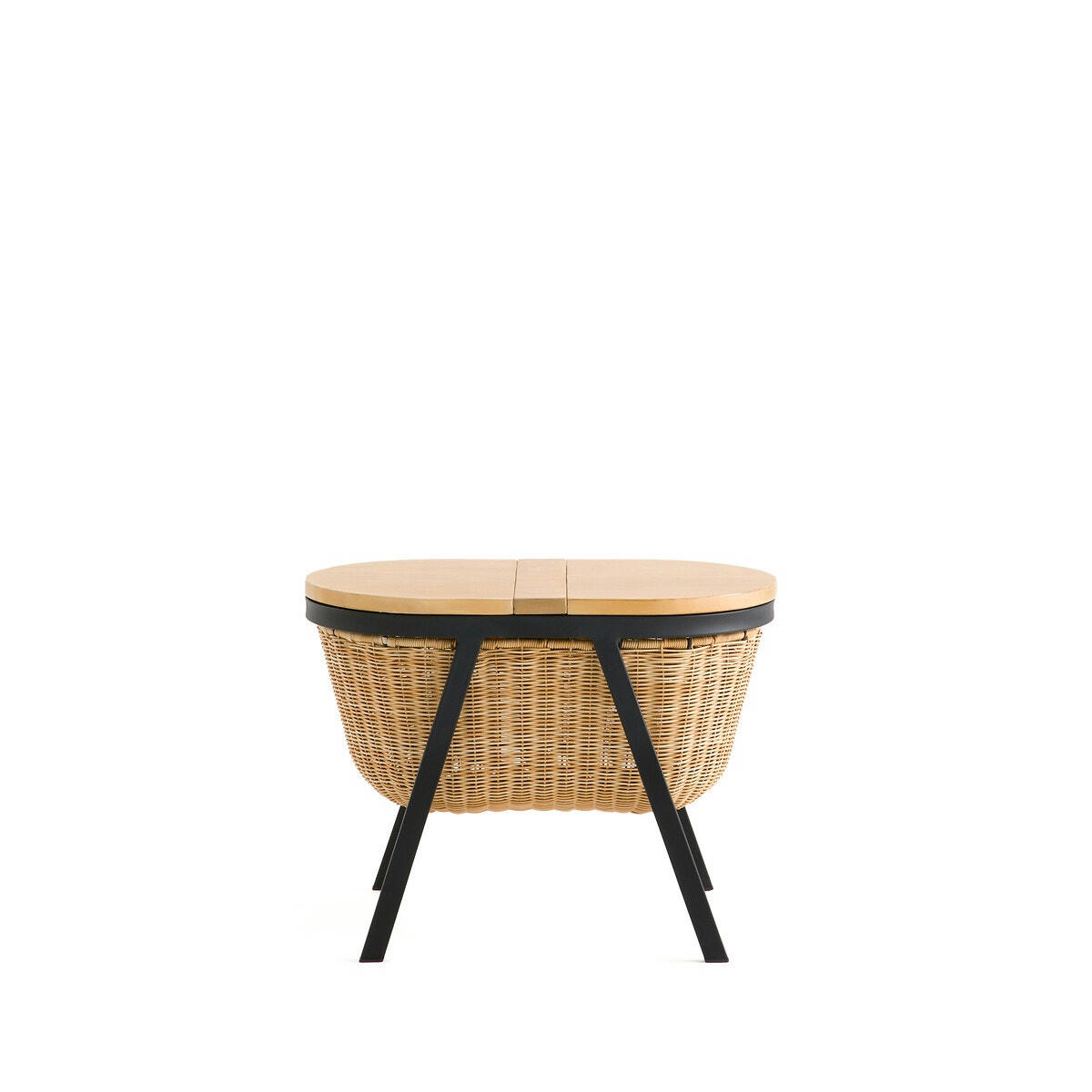 Tabouret coffre acacia et métal, Belti