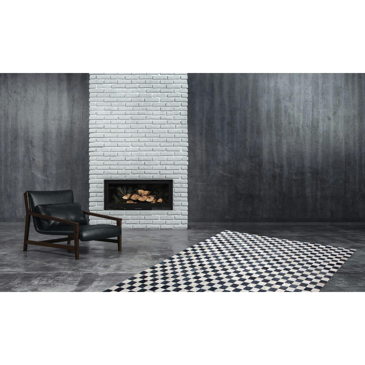 SOAR - Tapis de salon en Cuir véritable Noir 120x170 cm
