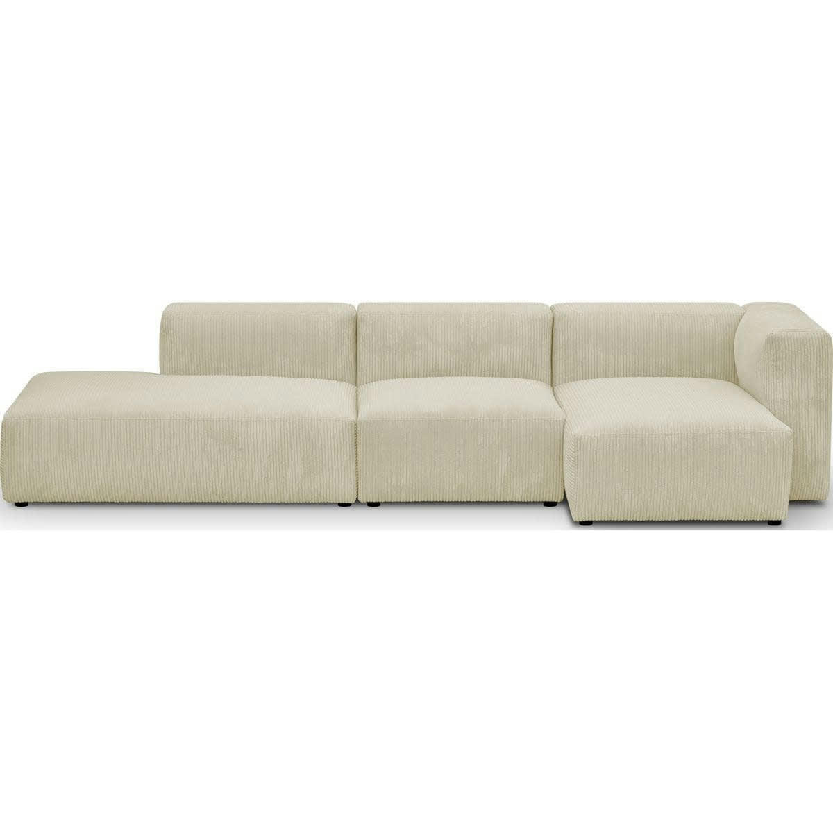 MODULO - Canapé modulable angle droit 5 places en velours côtelé beige