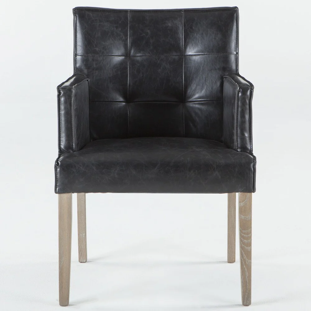Avery Black Leather and Hardwood Chair