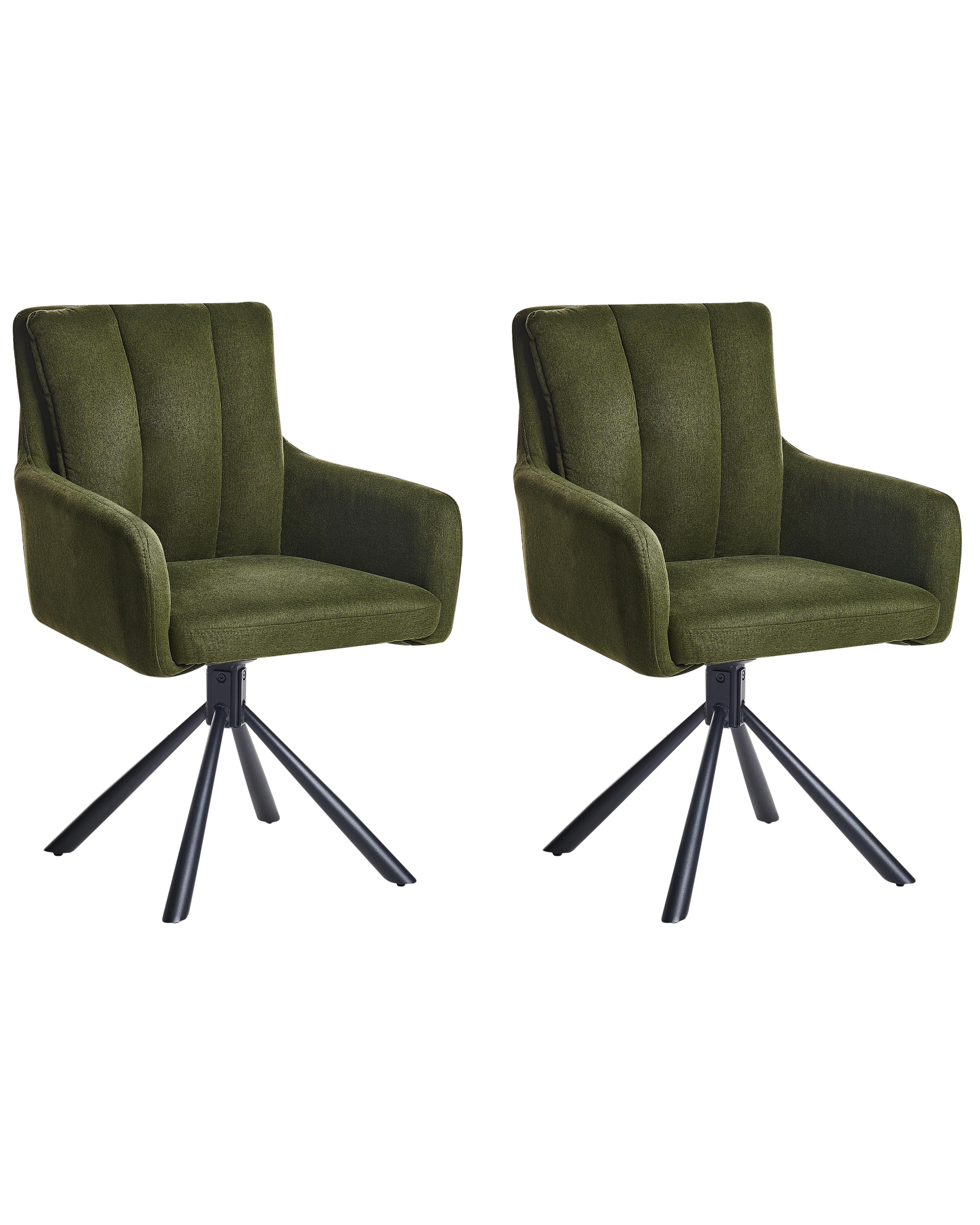 Set of 2 Dining Chairs Swivel SARDOAL Fabric Dark Green