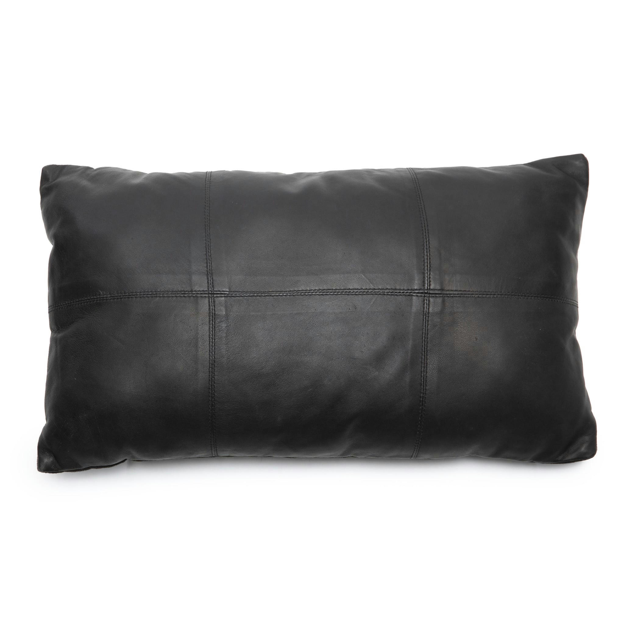 LEATHER - Coussin en cuir noir 30x50