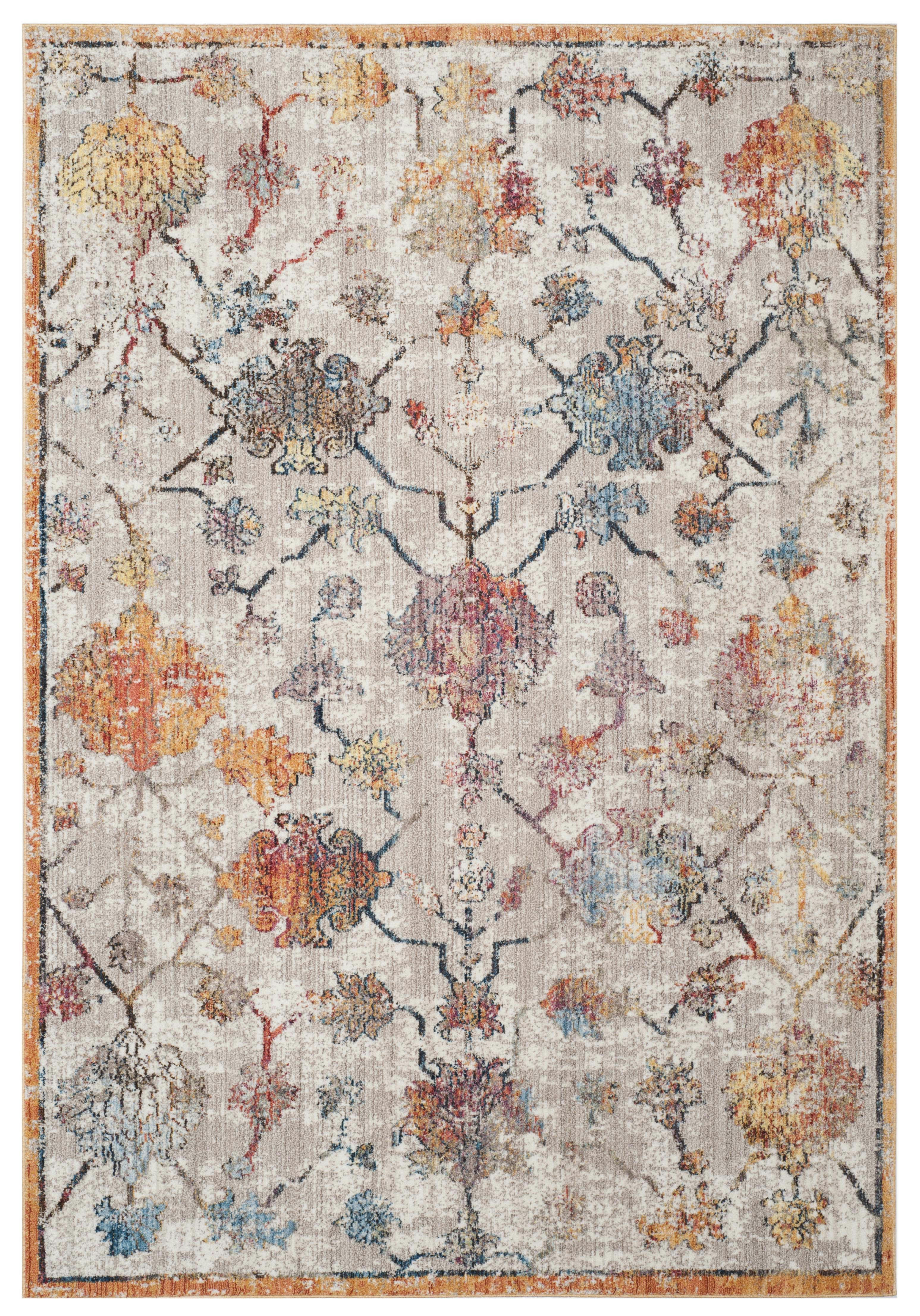 BRISTOL - Tapis de salon interieur en gris & orange, 122 x 183 cm