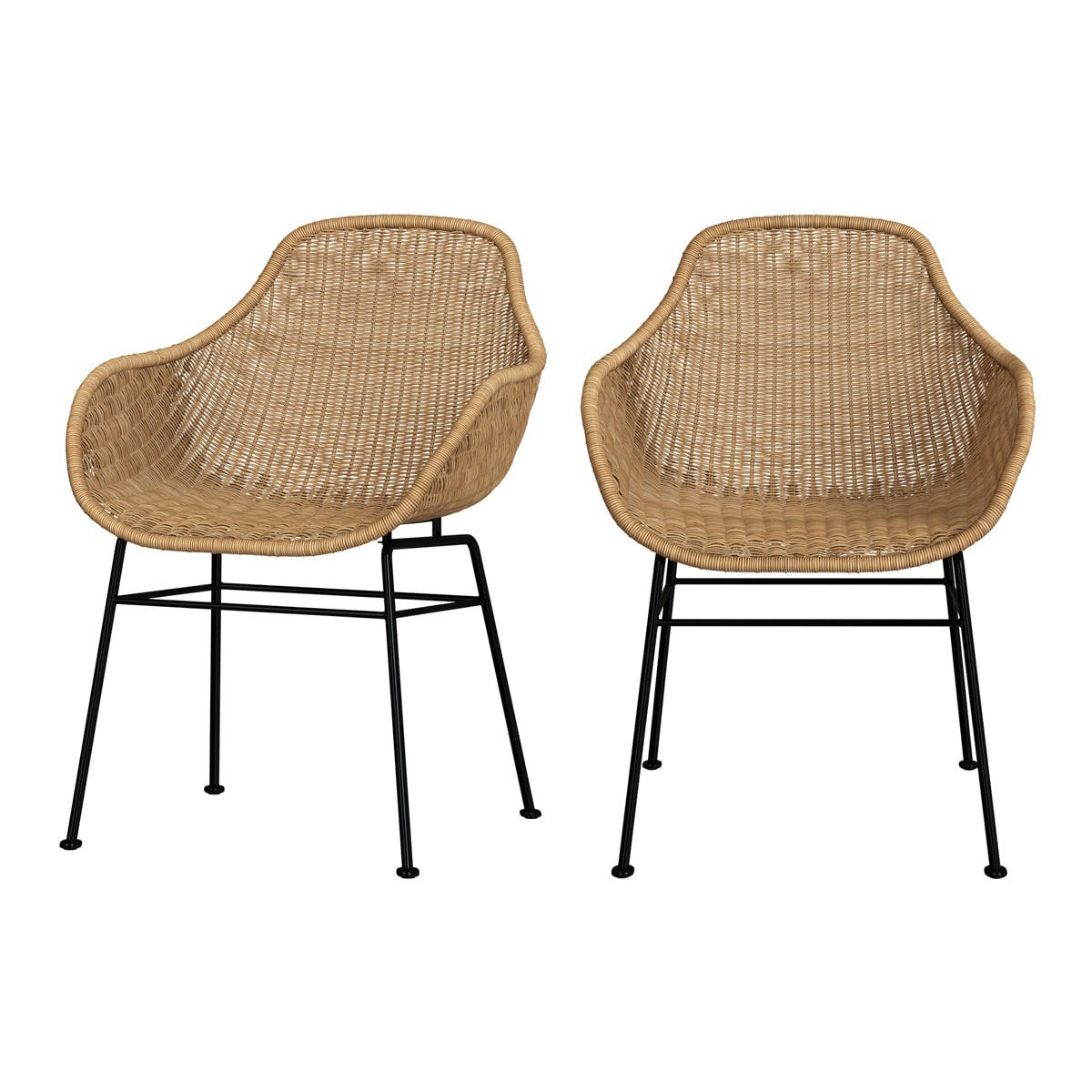 CARMELA - Chaise en résine tressée naturelle (lot de 2)