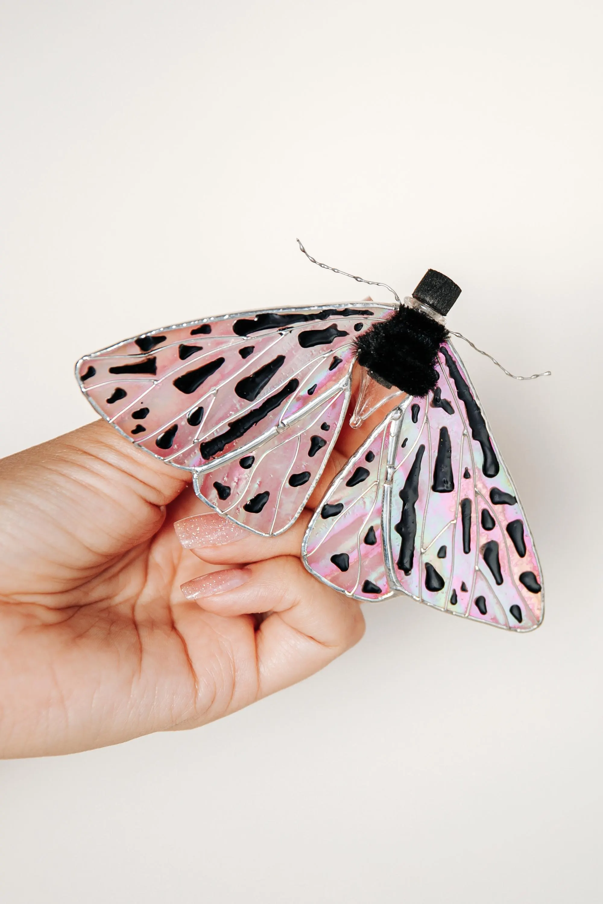 Stained Glass Grammia Arge Moth Butterfly Car Vent Diffuser | Refillable Car Air Freshener | Car Vent Clip | Car Accessory | Gift for Her