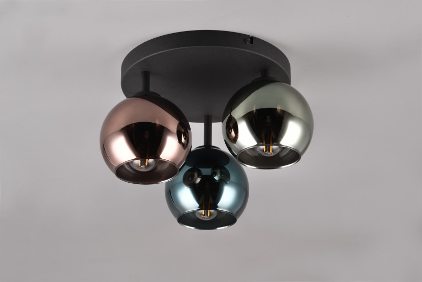 Lampa sufitowa czarno-niebieska-zielona-miedziana SHELDON 3xE14x28W RL