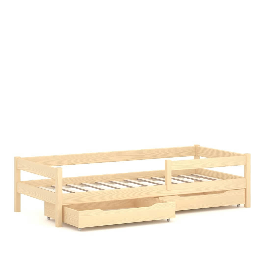 - Lit simple en pin massif 180x80 chêne blanchi