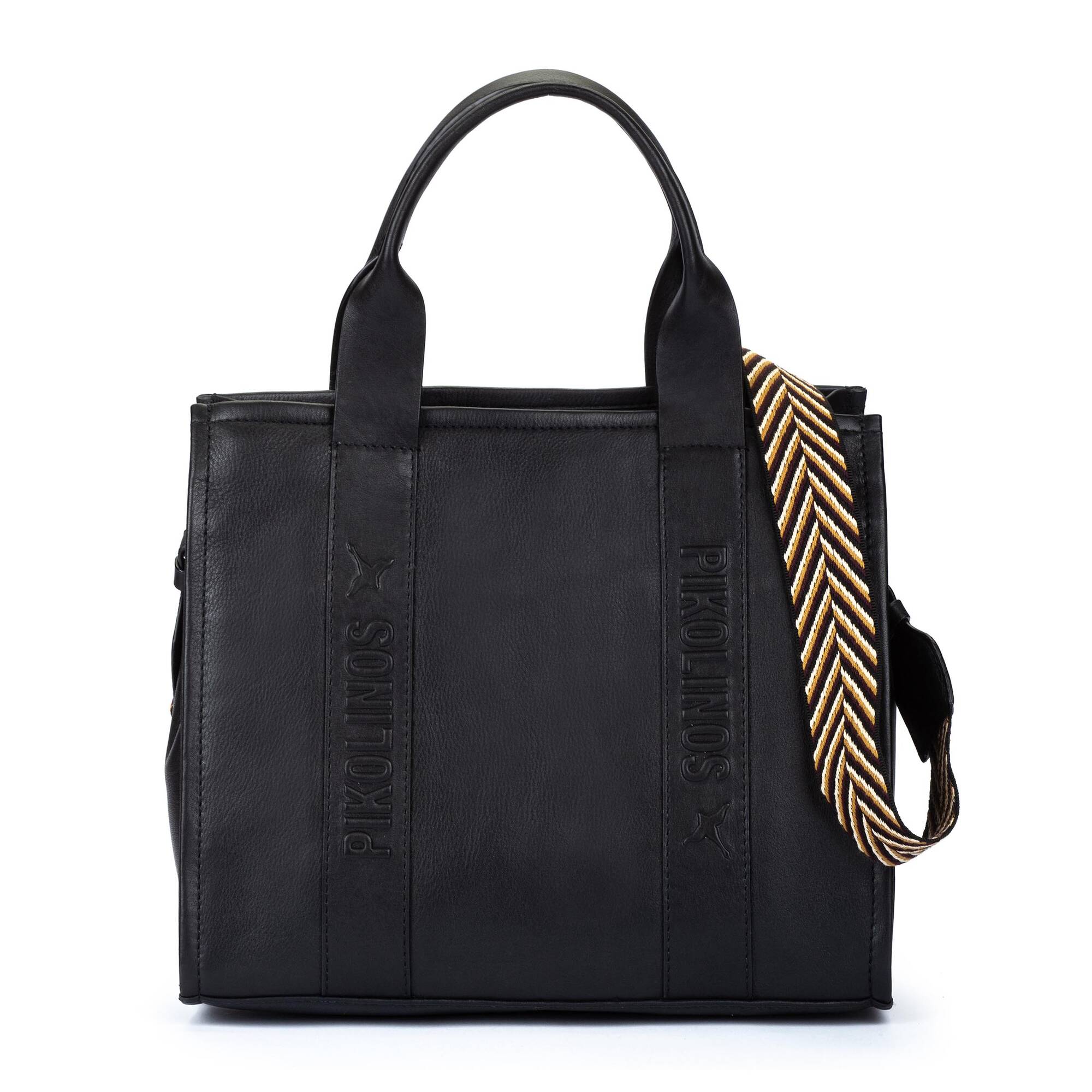 ALCUDIA - Bolso tote de piel con cinta multicolor para mujer