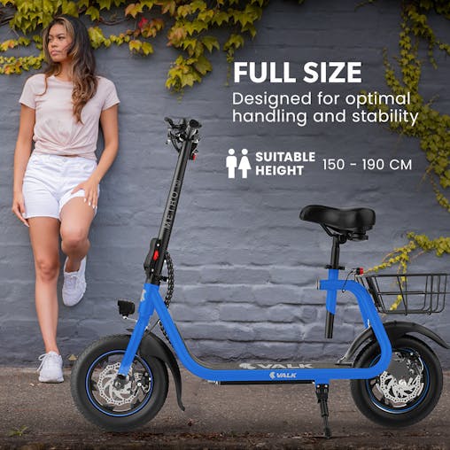 NNEMB Electric Scooter with Seat, Disc brakes, 12' Tyres, Motorised eScooter for Adults Teens Commuter, Blue