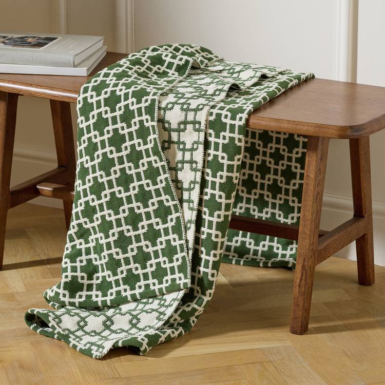 Habitat Chain Geo Throw - Green - 150x125cm