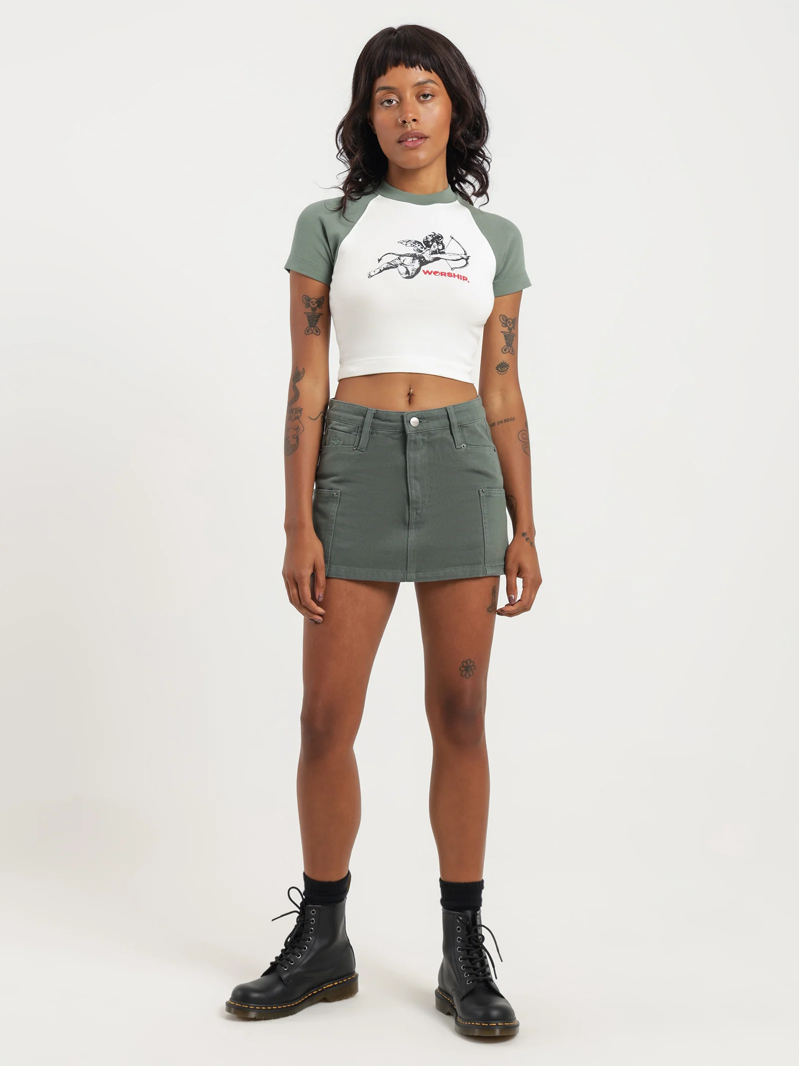 Patches Rivet Mini Skirt