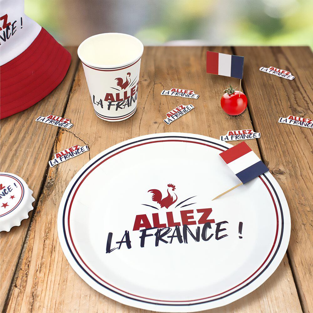 Assiette carton Cocorico x6 Allez la France Ø23cm