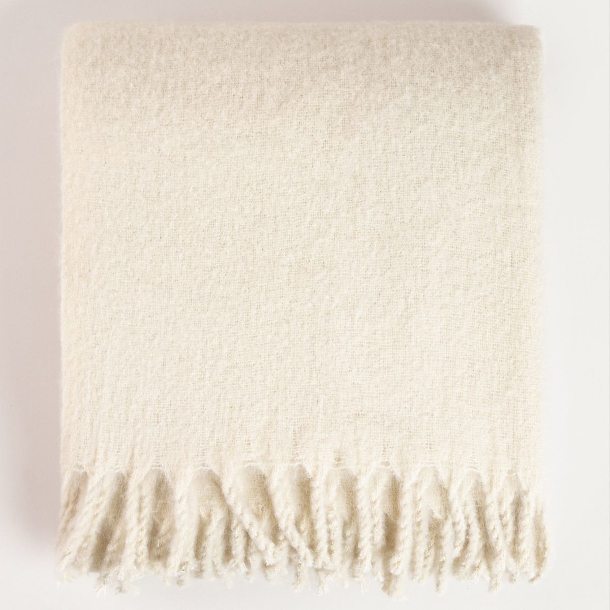 Koc TAIN ecru z dodatkiem wełny 150x200 cm